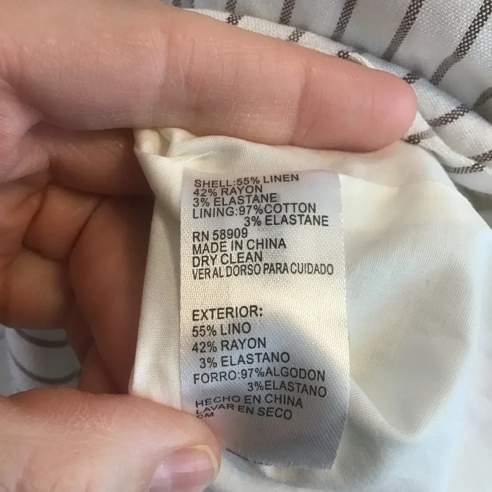 ANTONIO MELANI Women's Ivory Stripe Sleeveless V-neck Sash Linen Midi Dress 10 - Picture 8 of 8